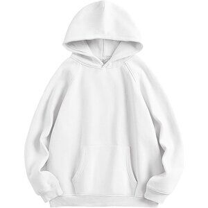 Women White Hoodies Oversized Fleece Long Sleeve Comfy Casual Sweatshirts